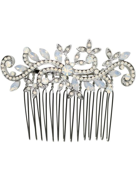 Elegant White Opal Rhinestone Floral Hair Comb - Perfect for Weddings & Events main image 2